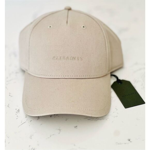 ALLSAINTS Cap All Saints Taupe Tan Embroidered Logo one size Adjustable Cotton - Picture 2 of 6